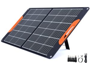 Mobisolar 100W Foldable Solar Panel Portable Monocrystalline Solar Charger for Power Stations Caravan Boat Camping Camper 12V Car Off-grid Home RV Battery with USB and DC outputs (Mono PERC Design)