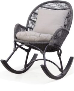 ERGUI Rocking chair Balcony Rocking Chair Rattan Outdoor Recliner Home Living Room Leisure Lazy Nordic Sofa Balcony Rocking Chair Sun lounger rocking chair (Color : Gray