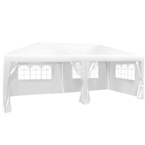 Outsunny 3 x 6m Garden Pop Up Gazebo Height Adjustable Marquee Party Tent Wedding Water Resistant Awning Canopy With free Storage Bag White