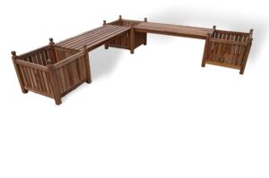Field & Hawken - Portland Teak Retreat Bench with Planters | 2.4m x 2.4m Teak Corner Bench | 4 Seater Teak Retreat Garden Bench |Quality Certified Indonesian Plantation Teak | Solid Teak Construction |Delivered Unassembled