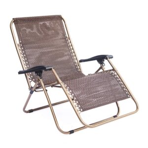 WREEE Folding chair Adjustable Garden Rocking Chair Folding Outdoor Zero-Gravity Seat With Headrest Camping Fishing Folding Chair Home Office Dining (Color : Brown