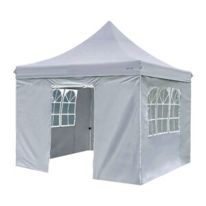 Dawsons Living Waterproof Premium Garden Gazebo with Sides - Choice of Colours - 3m x 3m Pop Up Outdoor Garden Shelter - PVC Coated - Travel Bag and 4 Leg Weight Bags (Stone Grey)