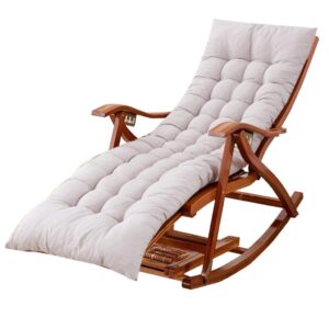 Rocking Chair for Outdoor Garden Balcony Living Room Foldable Relax Chair for Adult Child with Gray Cushionsn-Loungers for Sunbath