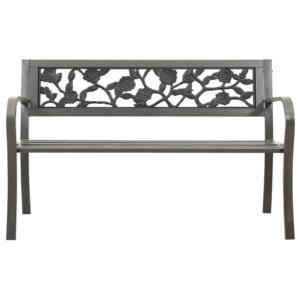 Tidyard Garden Bench Vintage Garden Furniture 125 cm Steel Grey for Garden
