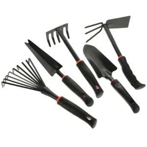 DACURYSSO 5pcs Garden Tool Set Spade Rakes Fork Trowel Soil Scoop Stainless Steel Succulent Plants Tools Fairy Garden Planting Hand Tools