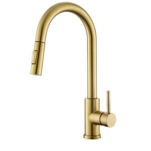Tohlar Gold Kitchen Tap with Pull-Down Sprayer