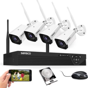 [Audio Recording + 500GB Hard Drive] SANSCO Wireless CCTV Camera System