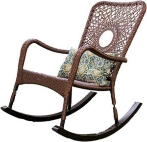 ERGUI Rocking chair Balcony Rocking Chair Domestic Rattan Rocking Rocking Chair Lounge Chair Lazy Rattan Sun Rocking Chair Recliner Sun lounger rocking chair (Color : Brown