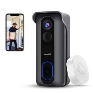 Video Doorbell Camera KAMEP WiFi Smart Doorbell Wireless 1080P Door Bell Camera Doorbell with Indoor Chime