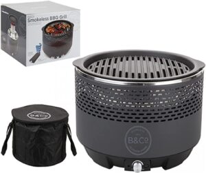 Summit B & Co Alfresco Smokeless BBQ Grill in Slate Grey with Handy Carry Case