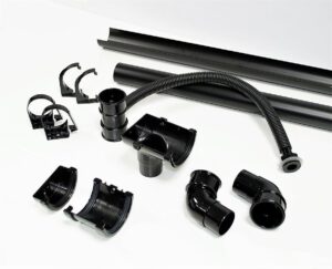 FloPlast Miniflo Half-Shed Water Butt Guttering Pack Black to Suit Standard 8 and 10 Feet Shed