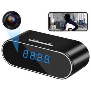 1080P Hidden Camera Wireless WiFi Spy Camera Clock Home Security Surveillance Monitoring Camera Nanny Cam 140 Angle Night Vision Motion Detectio