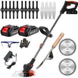 Cordless Strimmer Grass Trimmer Electric Telescopic Brush Cutter Lightweight with Battery and Charger 90° Head pivots for Garden Clearing Weeds Flower Trees (strimmer cordless B)