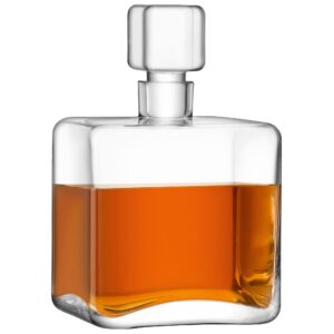 LSA Cask Whisky Square Decanter 1L Clear| 1 Unit | Mouthblown & Handmade Glass | KC04