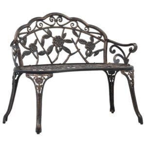 idaXL Bistro Bench Romantic Charm Weather-resistant and Durable Garden Patio Outdoor Terrance Benches Chairs Bronze Cast Aluminium