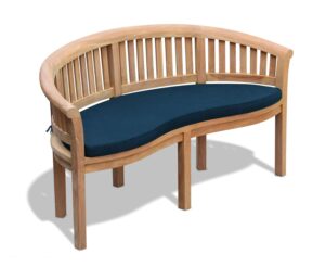 Jati Wimbledon Teak Garden Banana Bench with Cushion - 3-Seater