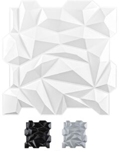 Art3d PVC 3D Diamond Wall Panel Jagged Matching-Matt White