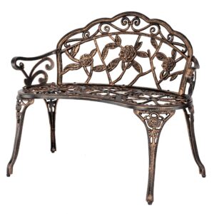 Outdoor Garden Patio Antique Rose Style Bench Porch Park Chair Seater