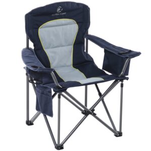 ALPHA CAMP Portable Folding Oversized Camping Chairs with Cup Holder and Cooler Bag - Heavy Duty Steel Frame Support 200 KG