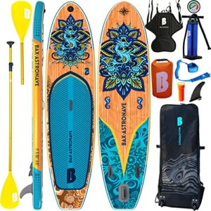 BAX ASTRONAVE 10ft611ft Paddle Boards For Adults/Paddle Board With Kayak Seat Premium Durable Complete Inflatable Paddle Boards Accessories Hand Pump Adjustable Paddle Waterproof Carry Bag Leash