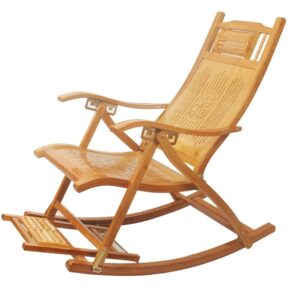 WGFGXQ Rocking chair Rocking chair for garden made of solid natural wood Comfortable