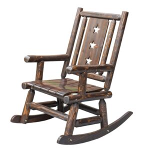 HWF Rustic Wooden Rocking Chair for Adults