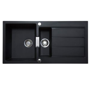 Franke Sirius S2D651CB 1.5 Bowl Black Tectonite Reversible Kitchen Sink & Waste