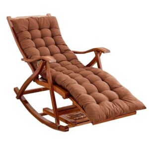 Rocking Chair for Outdoor Garden Balcony Living Room Foldable Relax Chair for Adult Child with Brown Cushions Sun-Loungers for Sunbath