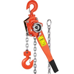 Happybuy 1.5T Chian Hoist Manual Lever Chain Hoist 1.5M 3300lbs 5ft Ratcheting Lever Block Chain Hoist Come Along Puller Pulley for Warehouse Garages