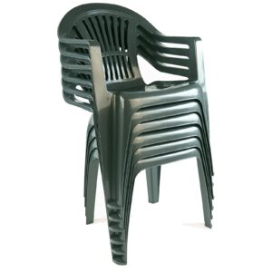 Set of 6 Plastic Chair Garden Outdoor Furniture Stacking Patio Armchair Gree