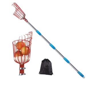 Fruit Picker Tool 190cm/6ft Adjustable Convenient Harvesting Fruit Collector with Deep Basket
