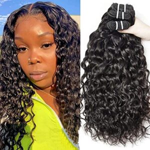 Brazilian Water Wave Human Hair Bundles Yavida Remy Curly Human Hair Weave Bundles Full Head Natural Black Color 14 16 18