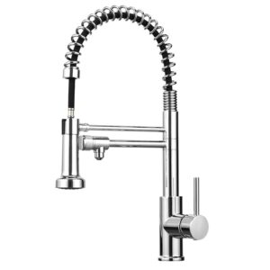 Pull Down Kitchen Sink Mixer Tap Water Filter Tap High-Arc Spout Vessel Mixer Tap 360 Swivel Chrome Brass Single Lever with 3 Mode Spraye