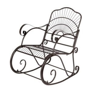 The new rocking chair single iron iron wire seat board sun shape iron rocking chair outdoor garden male and female adult golden Europe N001