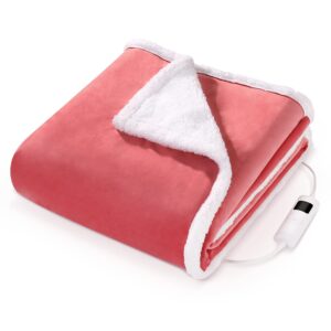Electric Blanket 180 x 130 cm Heat Blanket Cuddly Blanket Lightweight Soft Double Layer Plush Blanket 3 Heat Settings Fast Heating 1/2/3H Auto Off
