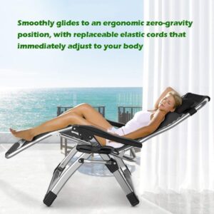 DFANCE Comfortable Sofa Zero Gravity Patio Lounger Chair Folding Chair in Garden &Outdoors Recliner Armchair Rocking Chair with Cushions Supports Up to 200kg (Color : Black)