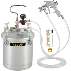 VEVOR Commercial Paint Pressure Tank 2.5 Gallons Pressure Pot Tank 10L Pressure Paint Pot Feed Spray Gun 1.5mm Nozzle Paint Sprayer for 10L Capacity Painting Silve