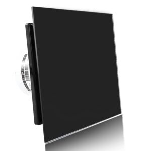 Fantronix Black 100 mm Stylish Glass Front Bathroom Extractor fan with Timer and Humidity Sensor Ultra Quiet Slim Design Shower Toilet Moisture Control