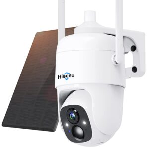 Hiseeu Wireless Solar Battery Powered Security Camera Outdoor with Color Night Vision