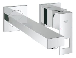 GROHE Eurocube - Wall-Mounted Bathroom Mixer Tap - 2-Hole Installation - Metal Lever - 231 mm Projection - Concealed Body Not Included (23200000) - Water Saving Mousseur 5.7 l/min - Chrome - 23447