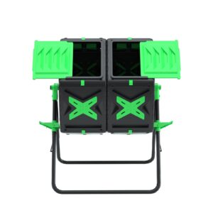 140L Dual Chamber Compost Bin Rotating Composter Tumbler with Easy-Turn