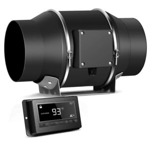 Aygrochy Quiet 6” Inline Duct Fan with Temperature Humidity Controller - Ventilation Exhaust Fan Using for Heating Cooling Booster