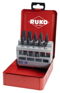 RUKO Tungsten Carbide Rotary Burr Set in Steel Case