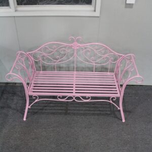 LIUD Garden Benches For Outdoors Patio Bench Metal Front Porch Bench Modern Outside Bench Decor Exquisite Wrought Iron Park Bench Weather-Resistant Easy Assembly (Color : Pink)
