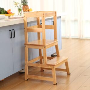 Kids Kitchen Step Stool for Kids with Safety Rail