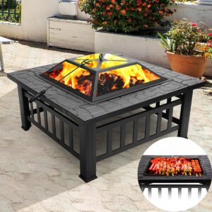 Outdoor Fire Pit 3 in 1 Fire Pits for Garden Bonfire Barbecue