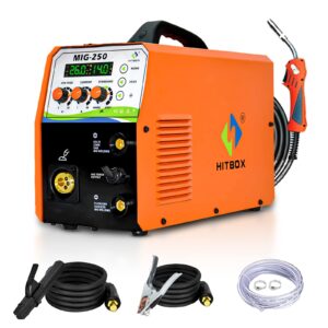 HITBOX MIG250 180A 240V MIG Welder 4 in 1 Digital MIG Welding Machine Flux Solid Wire MIG ARC Lift TIG Inverter Welders