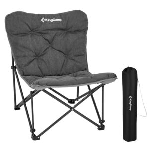 KingCamp Oversized Padded Camping Chairs for Adults Folding Chair with Washable Seat Portable Carry Bag Comfy Heavy Duty Moon Chair for Outdoor Indoor Garden Picnic Fishing Supports 300LBS