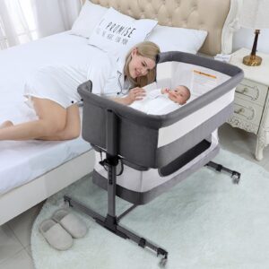 Bedside Baby Crib 3 in 1 Folding Baby Bassinet with Mosquito Net