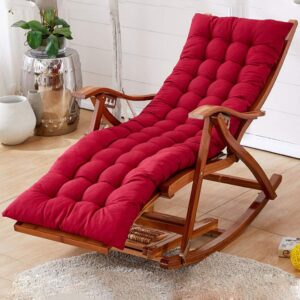 Recliner Garden Folding Acacia Wood Rocking Chair Thick Padded Seat Cushion Foot Massage for Indoor Patio Beach Camping Leisure
